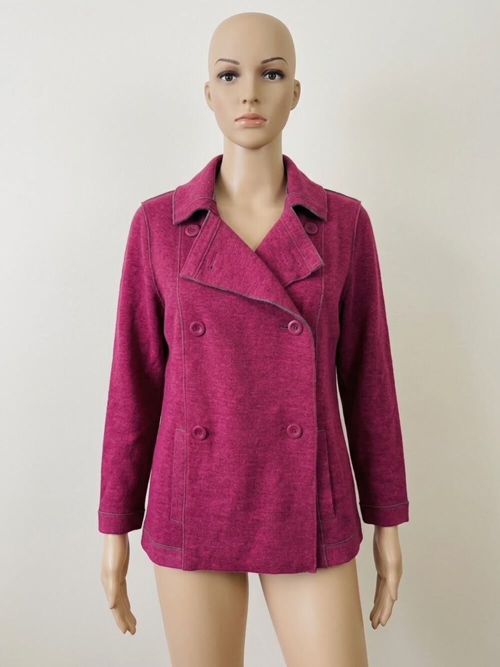 Eileen Fisher 2X NWOT Berry Merino Wool Double-Breasted Jacket